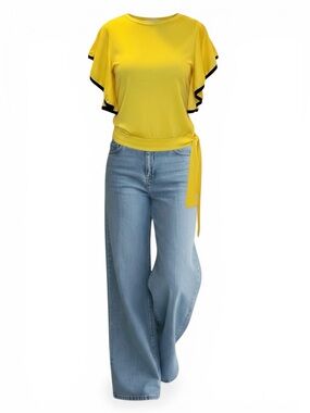 Bundle FashionMia Flutter Sleeve Top and Rewash Wide Leg Jeans Size S/5